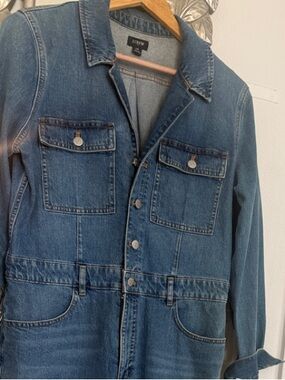 J. Crew Medium Blue Denim Button-Front Jumpsuit
